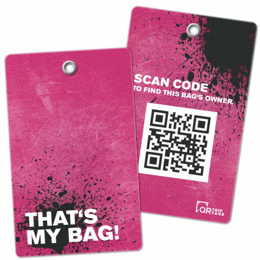TripTag - Digital Luggage Tag, Pink Splatter Girlboss